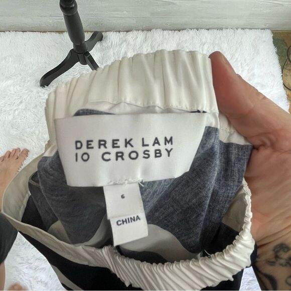 Derek Lam 10 Crosby Off The Poplin Striped Off The Shoulder Tunic Top - Picture 8 of 9